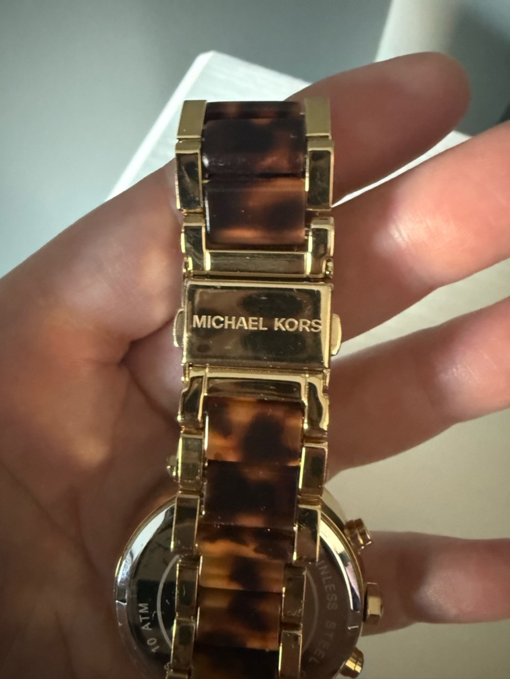 Michael Kors Gold Watch with Tortoiseshell Links and Crystal Bezel - Picture 4 of 4